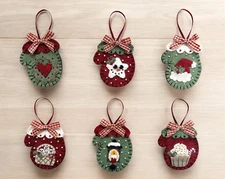Pre-Cut Wool Blend Felt Merry Mittens Ornament Kit - Penny Lane Primitives