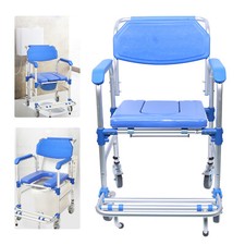 Medical Shower Commode Wheelchair Transport Chair Mobility Bedside Toilet 350lbs