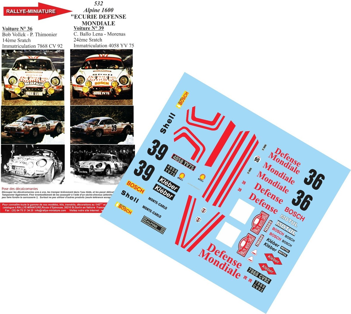 DECALS 1/32 REF 1279 Alpine Renault A110 Mouton Tour De Corse 1975 DECALS 1/32 REF 1279 Alpine Renault A110 Mouton Tour De Corse 1975