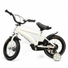 14" White Bike Boys Girls Bicycle with Training Wheels For 3/4/5/6 Years Old