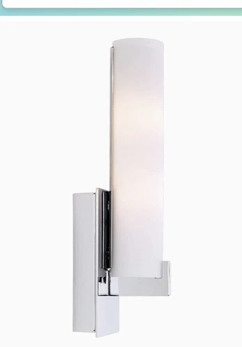 George Kovacs Chrome Tube Light Bath Wall Sconce -Etched Opal Glass P5040-077 - Picture 5 of 9