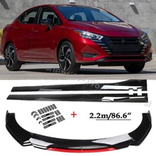 Front Bumper Lip Spoiler Splitter Glossy Black Red For Nissan Versa Body Kit