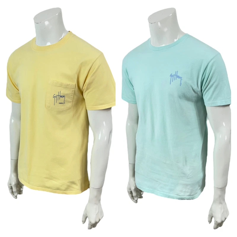 Guy Harvey 2 Graphic T Shirts Aqua Blue And Yellow Mens Medium