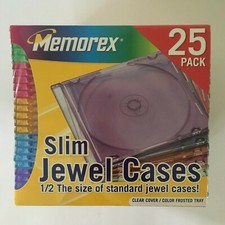 Memorex 25 Pack Slim Color Jewel Cases 5mm CD/DVD Storage Assorted Colors NIP