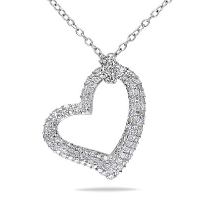Amour Sterlingsilber 1/3 kt TDW Diamant Herz Anhänger mit Kette