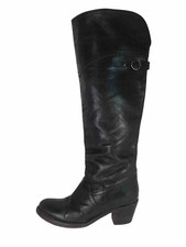 Frye Jane Cuff Womens Size 7 B Boots Black Leather Knee High Equestrian Boots