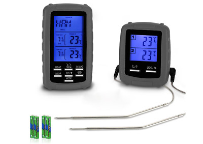  Digital Wireless Remote Meat Cooking Thermometer 2 Probes f/ Oven BBQ Grill 