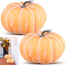 2 Pcs Thanksgiving Fall Large Fog Yellow Foam Pumpkins 9.84 Inch Jumbo Foam Pump