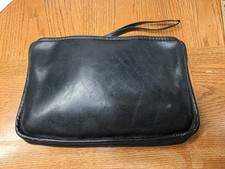 Vintage Coach Black Basic Clutch Wristlet Thick Leather NYC USA