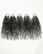18" Water Wave Crochet Boho Box Braids With Human Hair Curls 100 Strands 1B