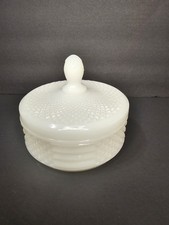 Vintage White Milk Glass Powder Jar with Lid ...
