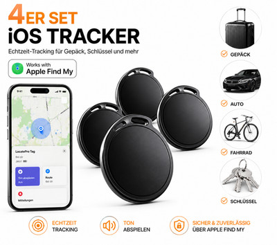 4x Air Tracker Apple Wo ist Tracking Cyber Style für Koffer Gepäck Schwarz