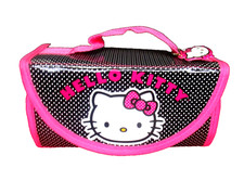 Hello Kitty Sanrio Folding Zip Jewelry Cosmetic Case Black/Pink Logo Kitty Charm