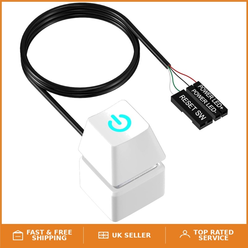 Customizable PC Power Switch with Removable Keycaps & LED Light - 1.8m Cable