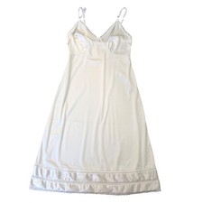 Vintage Sears White Antron III Nylon Full Slip Lace Trim Adj Straps Coquette 34