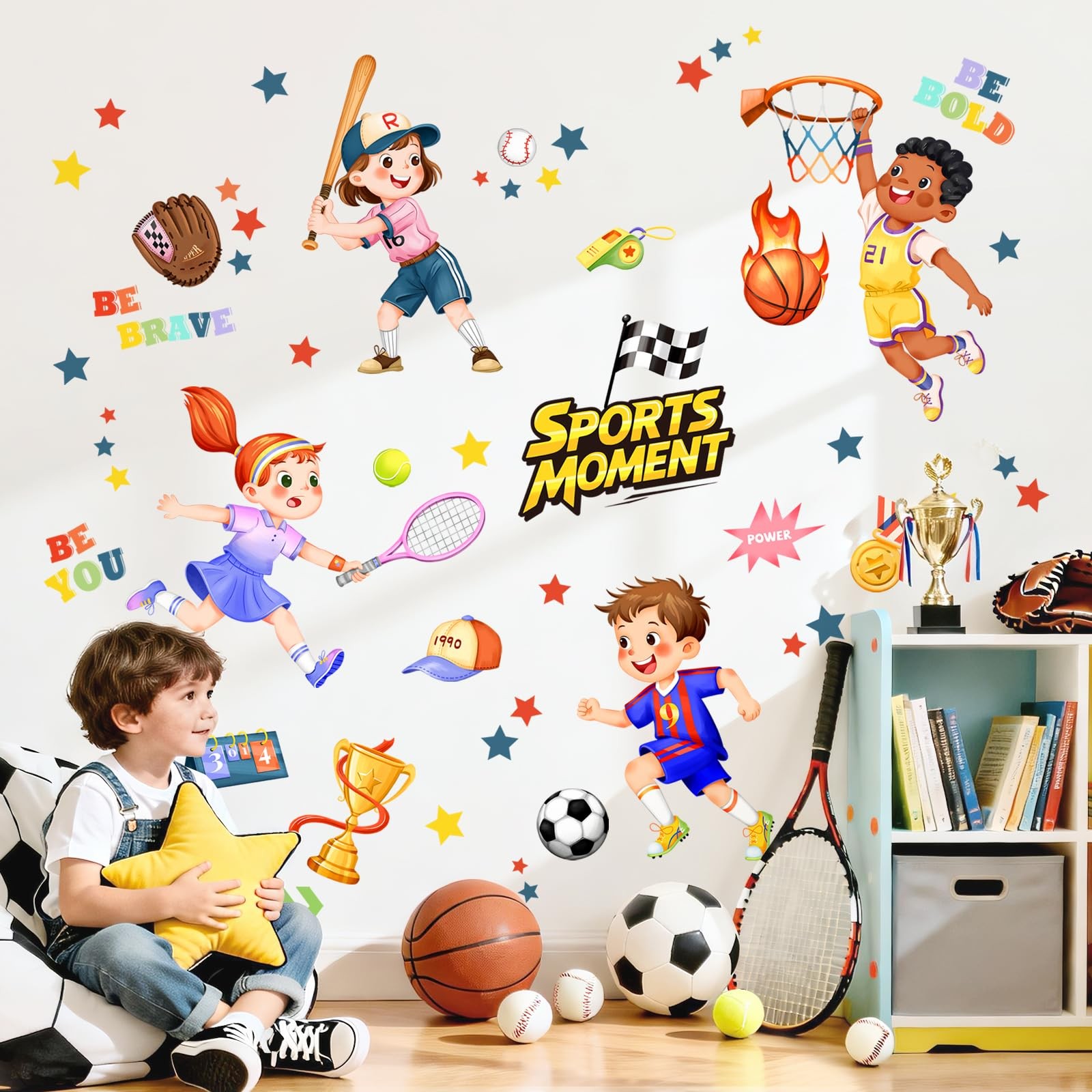 Stickers muraux sports autocollant mural amovible pour studio basket