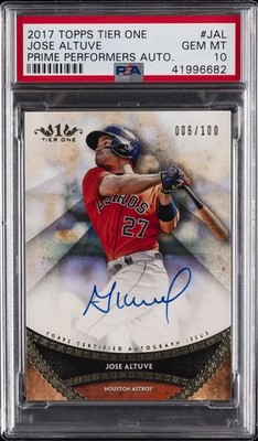 2017 TOPPS TIER ONE PRIME PERFORMERS AUTOS #JAL JOSE ALTUVE PSA 10 AUTO