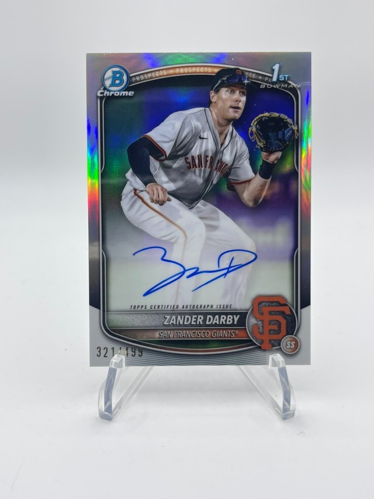 Zander Darby 2025 Bowman Chrome Prospect Auto Refractor #CPA-ZD Giants /499