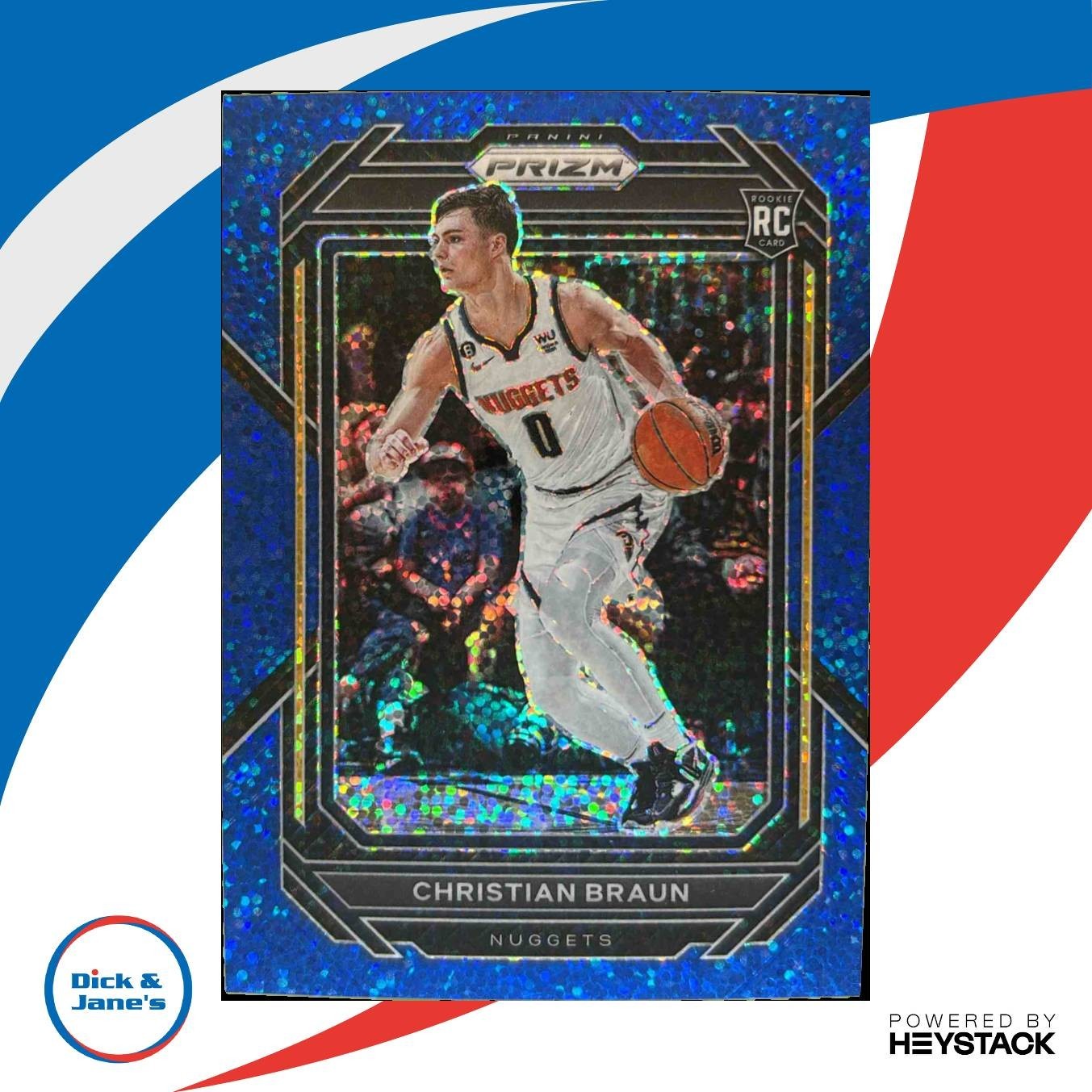 2022-23 Prizm Christian Braun Prizms Blue Sparkle 26/144 #223 RC Denver Nuggets