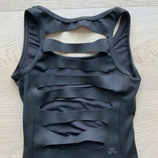 Jo Jax Youth Large Size 12 Black Sleeveless Leotard - Slitted Back Cutouts