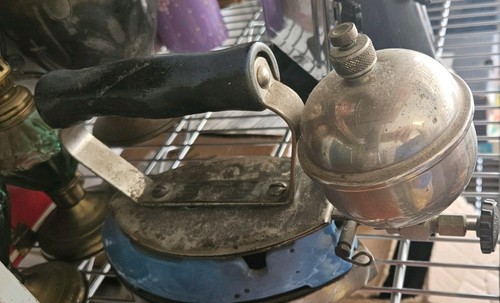 Vintage Coleman Instant - Lite model #4A Blue Enamel 1930s Gas Steam Iron. USA.