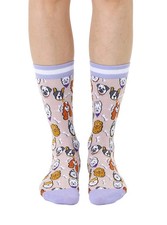 Dog Heads Bamboo Women's Crew Socks 9-11 Living Royal Novelty Fashion Meow New