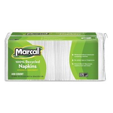 Marcal 6506PK 1-Ply 11.4 x 12.5 100 Recycled Lunch Napkins - White 400/PK New