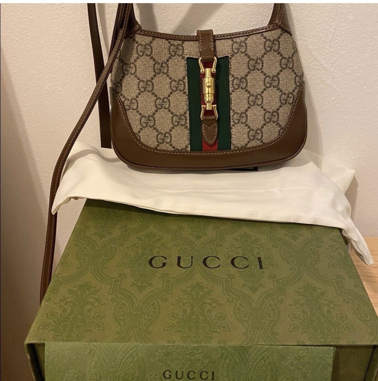 Gucci Jackie 1961 Shoulder Bag Mini Beige/Brown Canvas/Leather