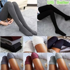 Women Cable Knit Thigh High Boot Socks Extra Long Winter Stockings Leg Warmer US