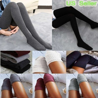 Women Cable Knit Thigh High Boot Socks Extra Long Winter Stockings Leg Warmer US