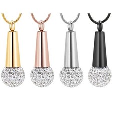 Rhinestones Inlayed Pet Cremation Necklace Memorial Keepsakes of Pet Families