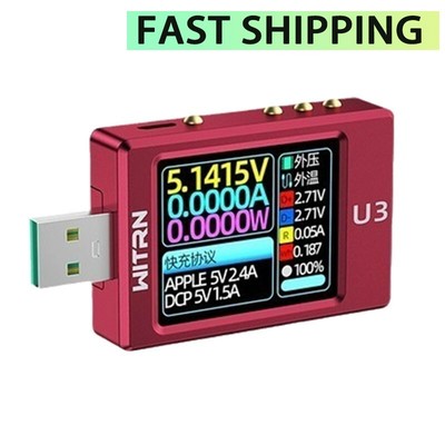 WITRN Red CNC U3 Alloy Version USB Tester Voltage Current Meter PD 3.1 Cheater