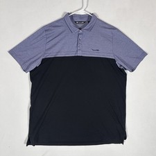 Travis Mathew Performance Golf Polo Shirt Mens XXL Purple Colorblock Stretch 2XL