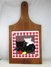 1983 Action Industries - Linda Morgan - Sleeping Cats - Art Ceramic Tile Trivet