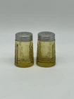 Yellow Federal SHARON Cabbage Rose SALT & PEPPER Shaker Set Cap Depression Glass
