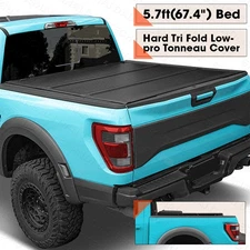 5.7ft 67.4" FRP Hard Tri Fold Low-pro Tonneau Cover for 2009-25 Dodge Ram 1500
