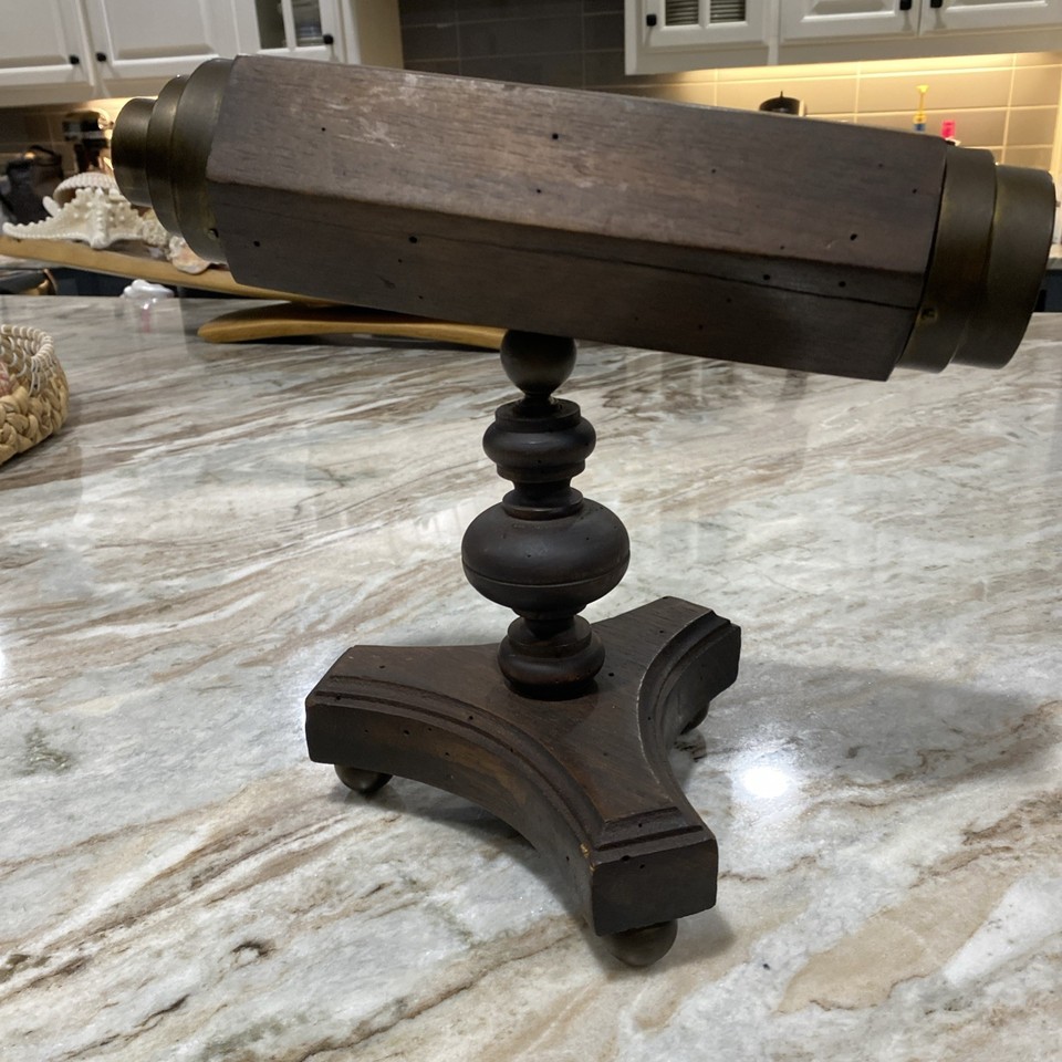 A substantial Italian-made antique brass-and-wood parlor kaleidoscope — the kind of statement piece that stops guests cold.