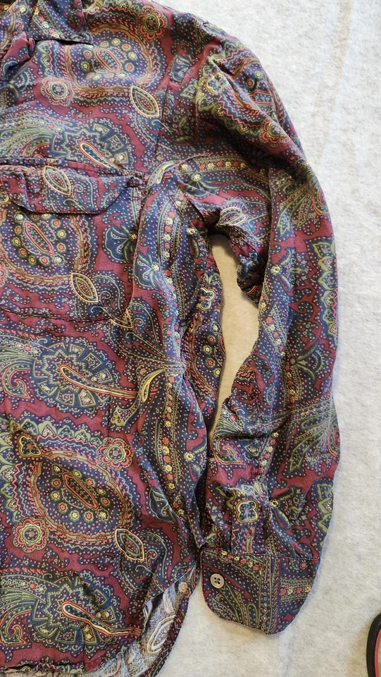 Vintage Ralph Lauren Shirt Womens 8 Paisley Rayon Button Up Long Sleeve 90s Boho - Image 4 of 4