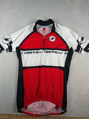 Castelli Logo Short Sleeve Cycling Jersey Red And White Size Medium Scorpio - Picture 2 of 8