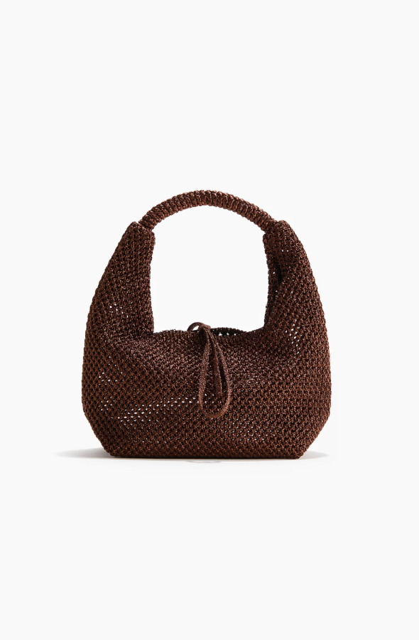 H&M Glittery hole-knit handbag (Dark brown)