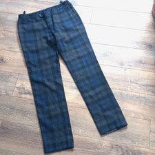 Hackett Trousers Tartan Wool Blue/Grey Size 34"W 31"L