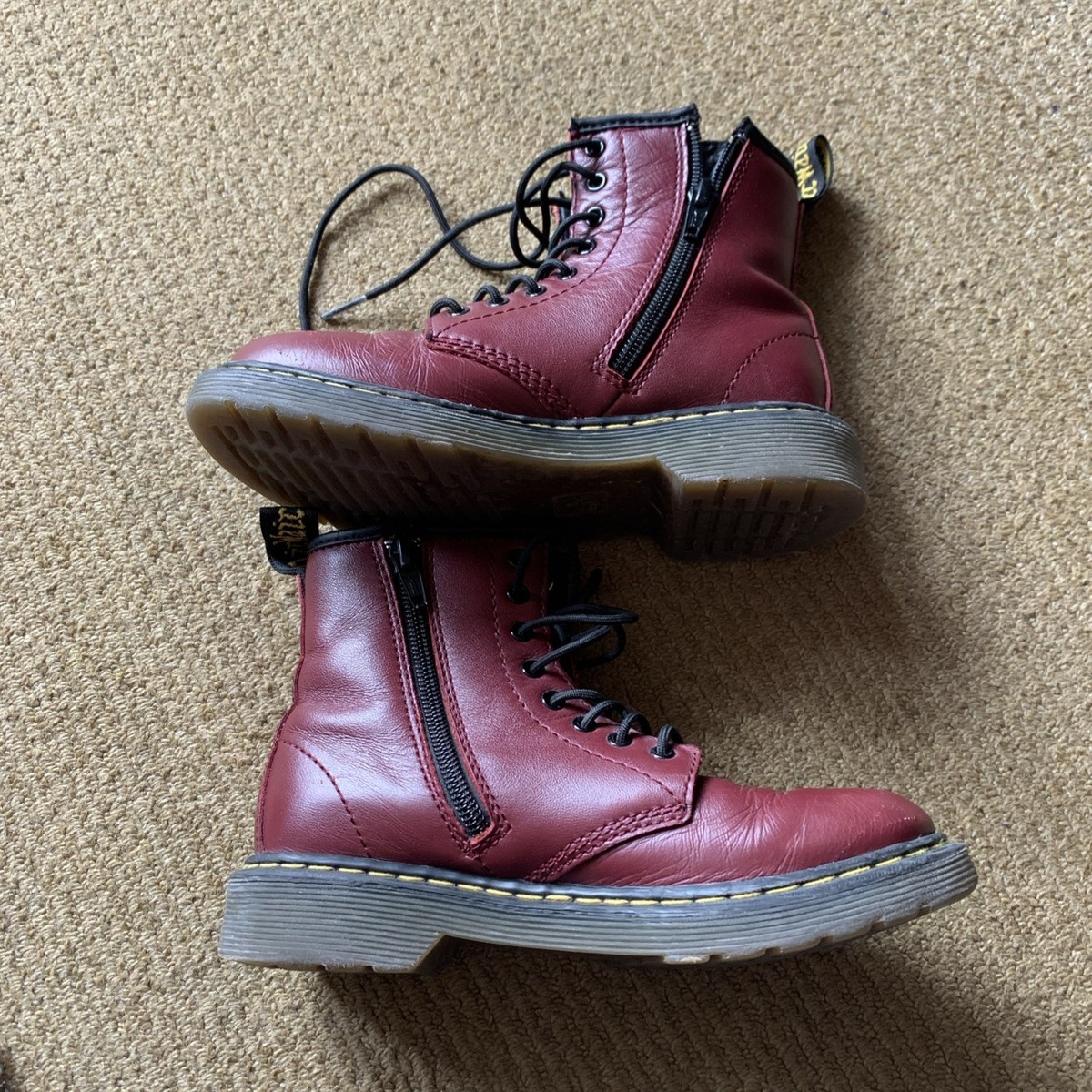 Doctor Martens 8 Hole/zip Cherry red Size UK13 (child) | eBay UK