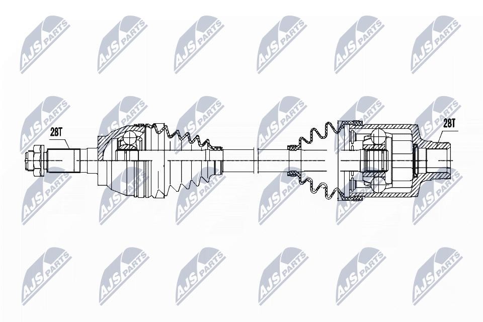 NTY Driveshaft NPW-MZ-052 For Mazda, Right Front Axle, 540 mm, 28 Spline