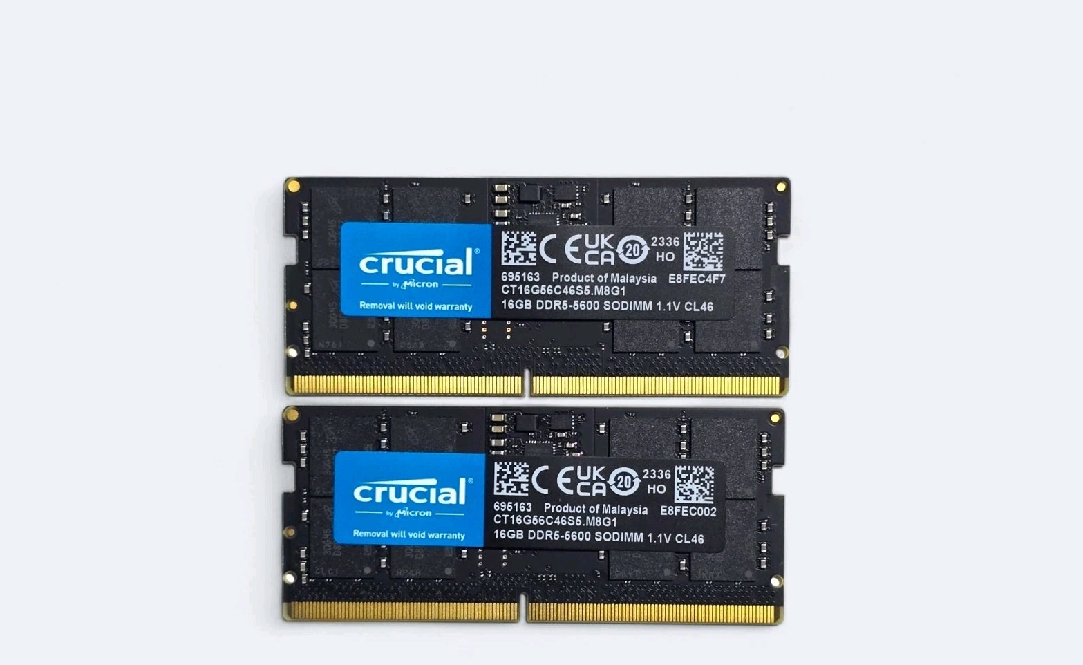 Crucial 32GB Kit (2x16GB) DDR5 5600MHz CL46 SODIMM Laptop/mini PC - Black
