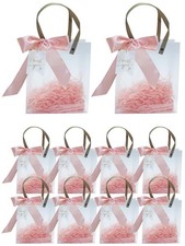 12 Pieces Clear Gift Bags with Handles Pink PVC Gift Bag 7.9"x6.9"x3.3"