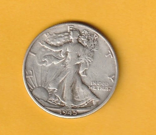1945 D Walking Liberty Half Dollar 90% Silver XF+ condition. Inv#268