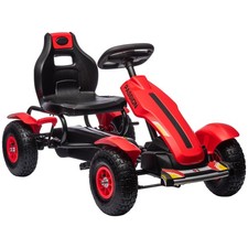 Kids Ride On Toy Pedal Go Kart Adjustable Seat 4 Rubber Wheels for 5-12 Years