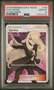 PSA 10 Cynthia #148 Full Art - 2018 Sun & Moon Ultra Prism 148/156