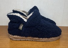 LL Bean Sherpa Pile Fleece Slip On Slippers Booties Blue Womens Size 8 507186