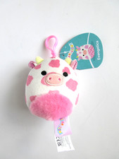 Squishmallows Evangelica Pink Cow Clip-On Keychain 3.5" Brand New NWT 